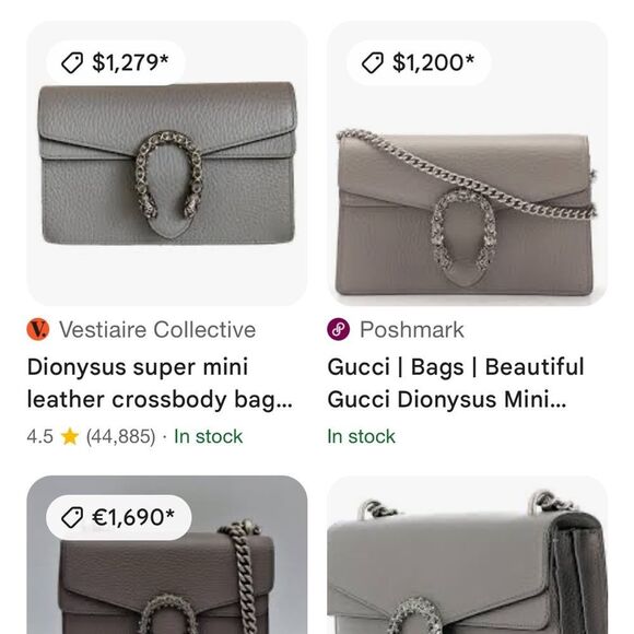GUCCI Grey Leather Flap Dionysus Mini Chain SoHo Disco Dollar Crossbody + Box - Picture 14 of 14